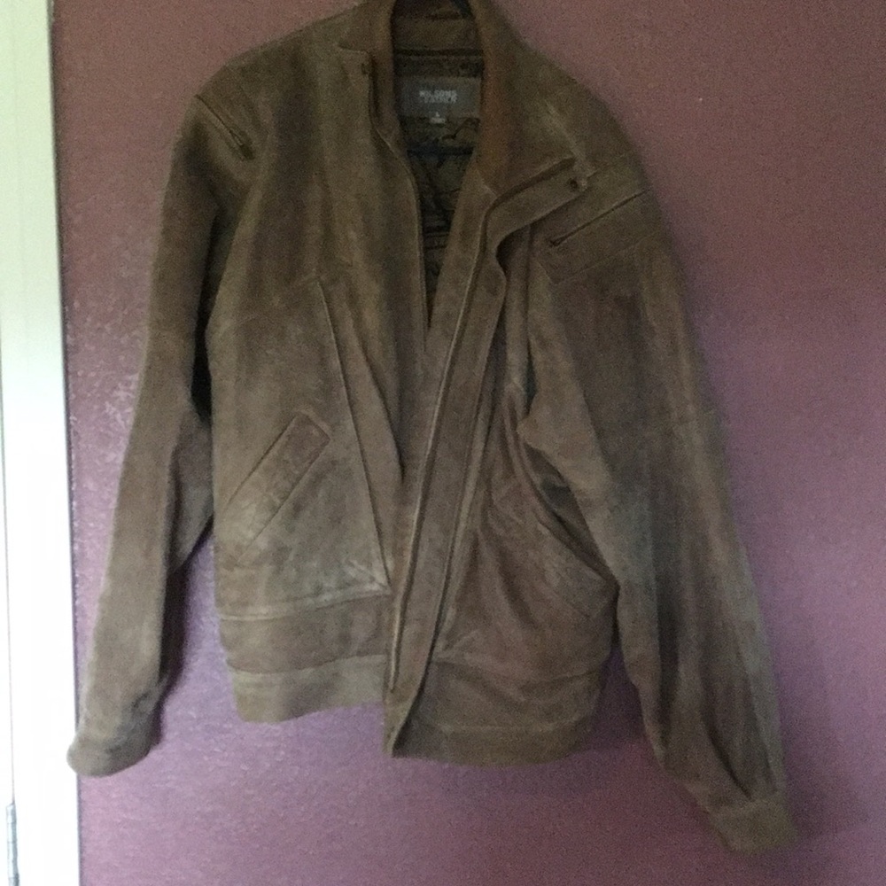 Distressed brown leather jacket